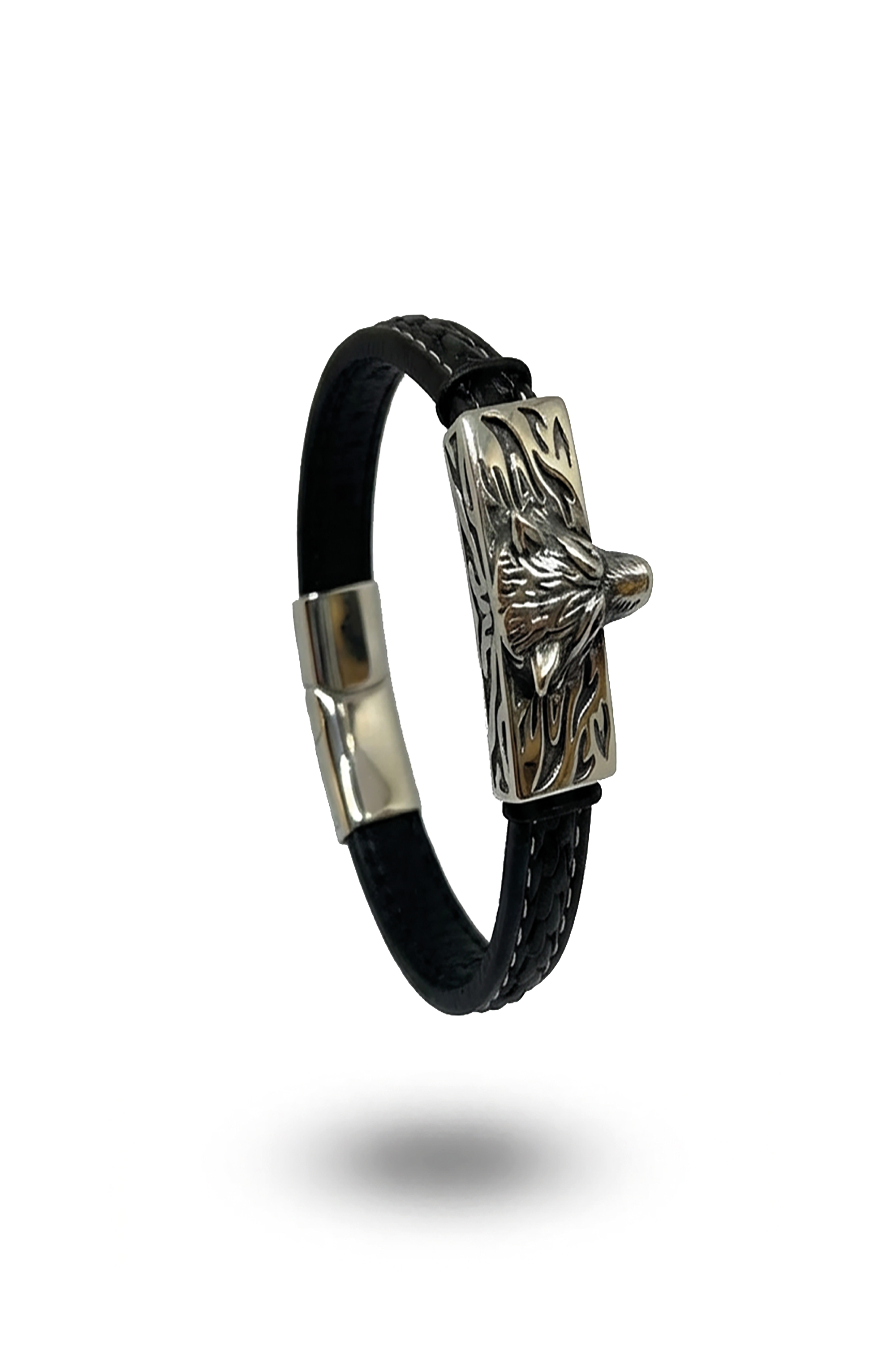 Erkek deri Kurt Figürlü Bileklik