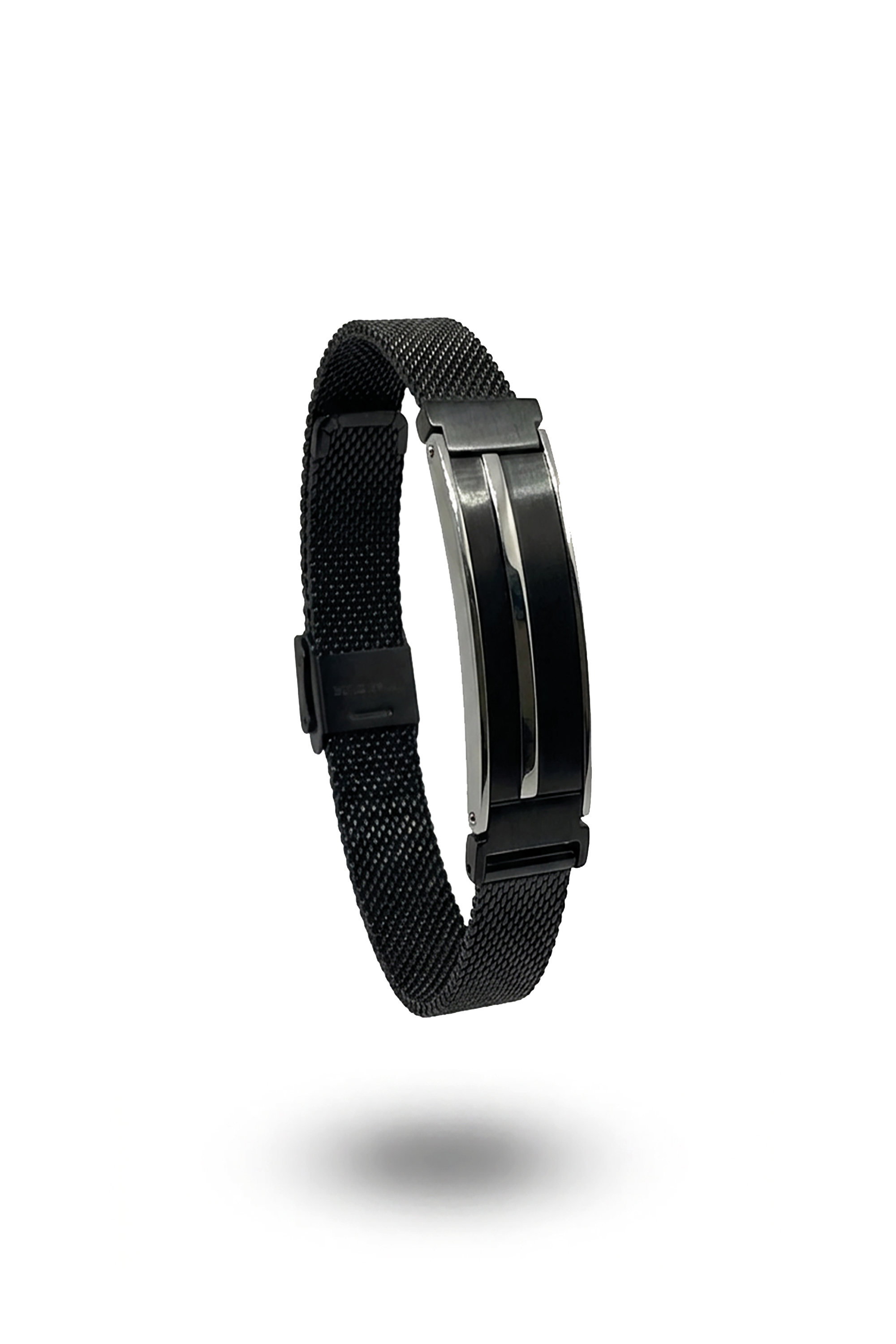 Erkek Hasır tokası siyah silver detay bileklik