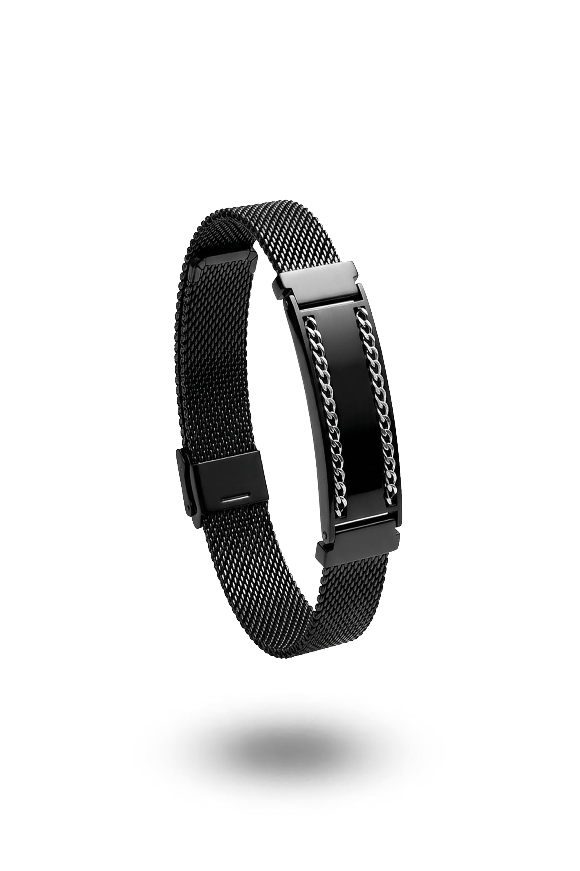 Erkek Hasır Tokası zincirli Siyah Beyaz Bileklik