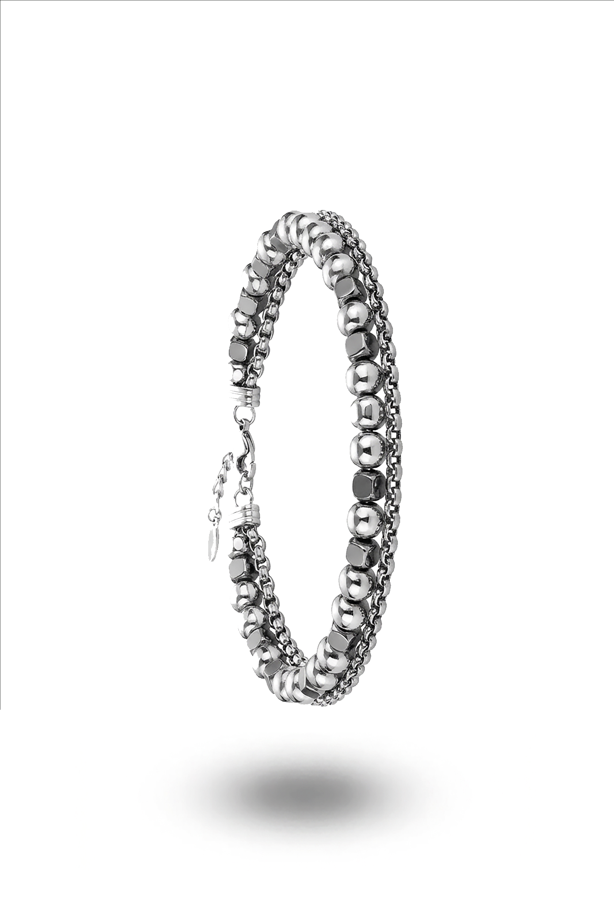 Erkek Çiftli Beyaz  toplu Zincir bileklik