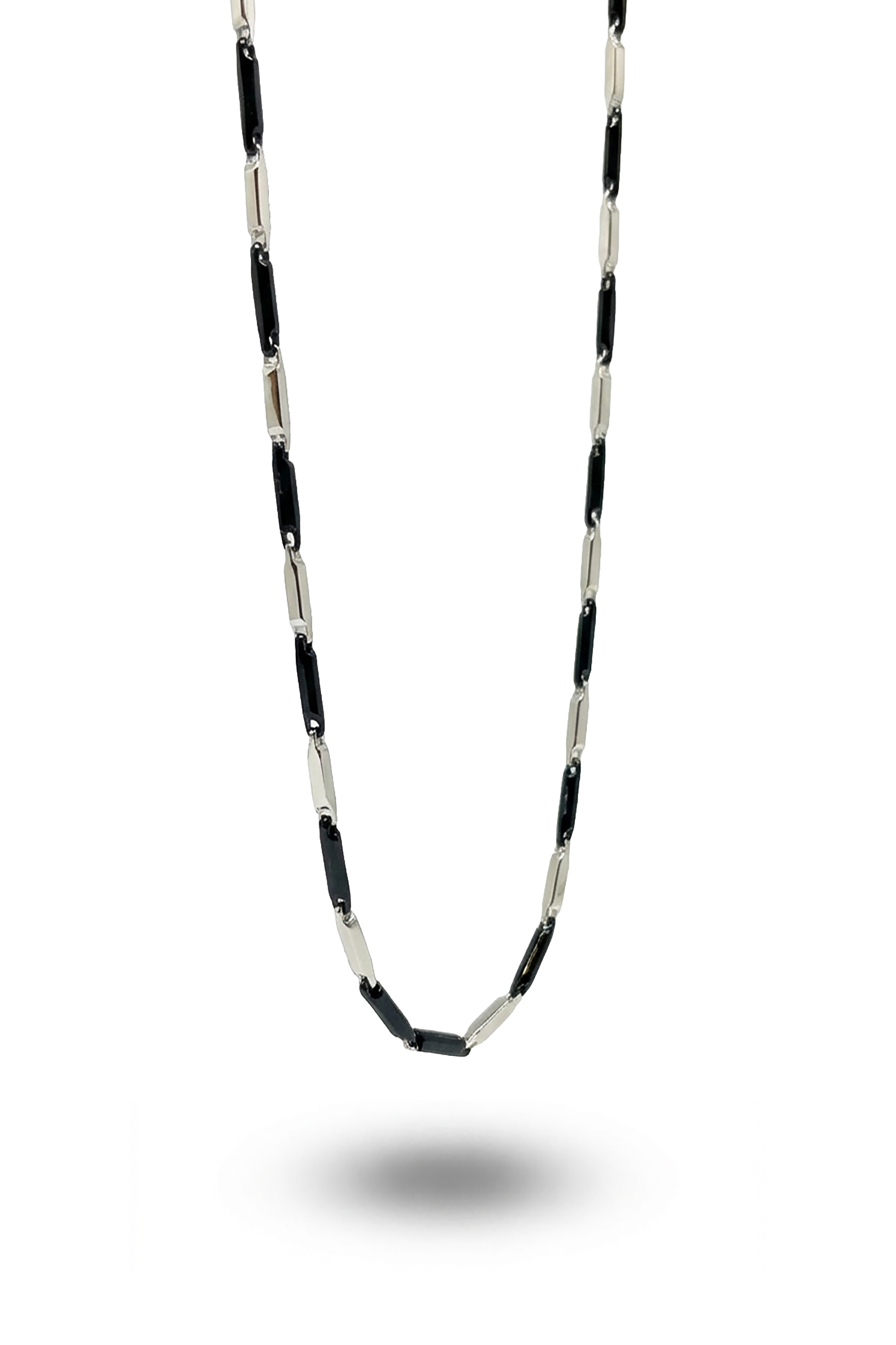 Erkek Çift rekli Siyah çelik ince kolye